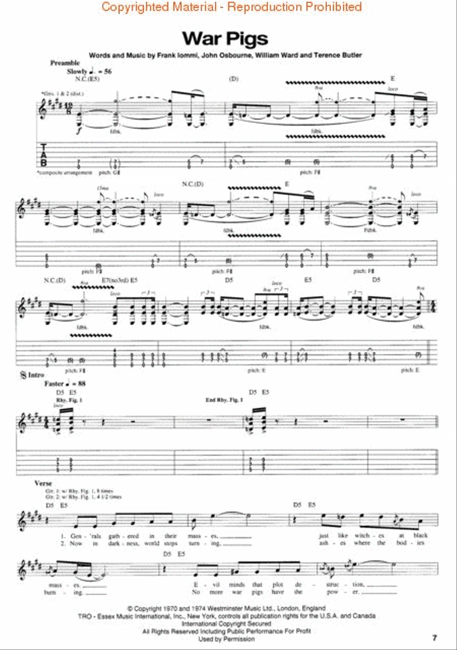 Black Sabbath – Paranoid Electric Guitar scores gallery preview page 3