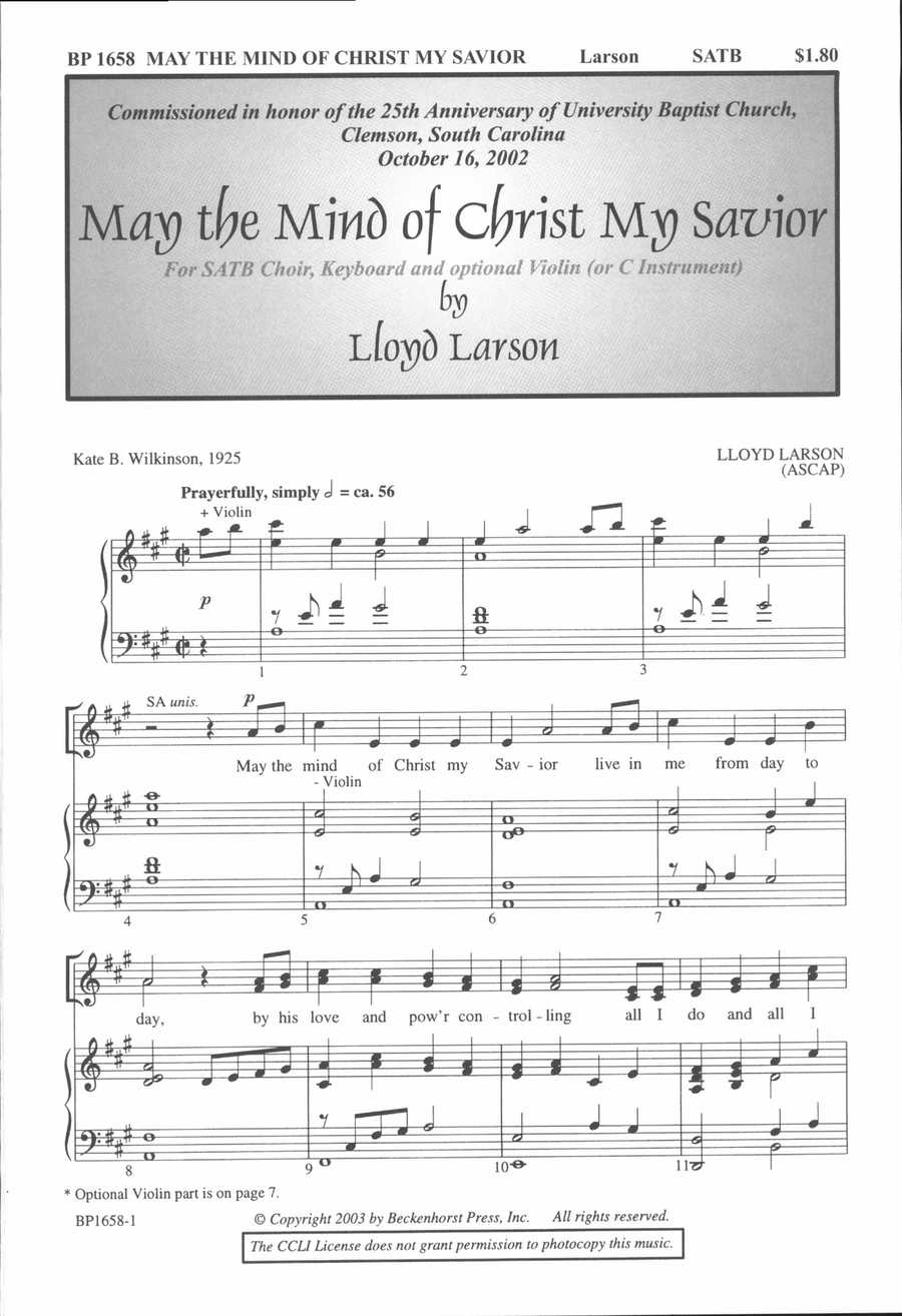 May the Mind of Christ My Savior 4-Part scores gallery preview page 2