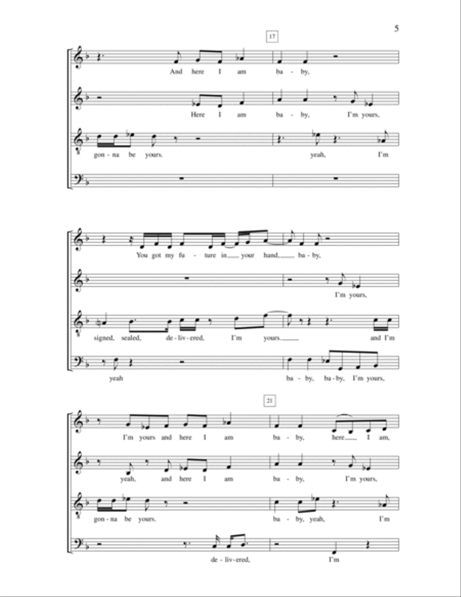 Signed, Sealed, Delivered I'm Yours 4-Part scores gallery preview page 5