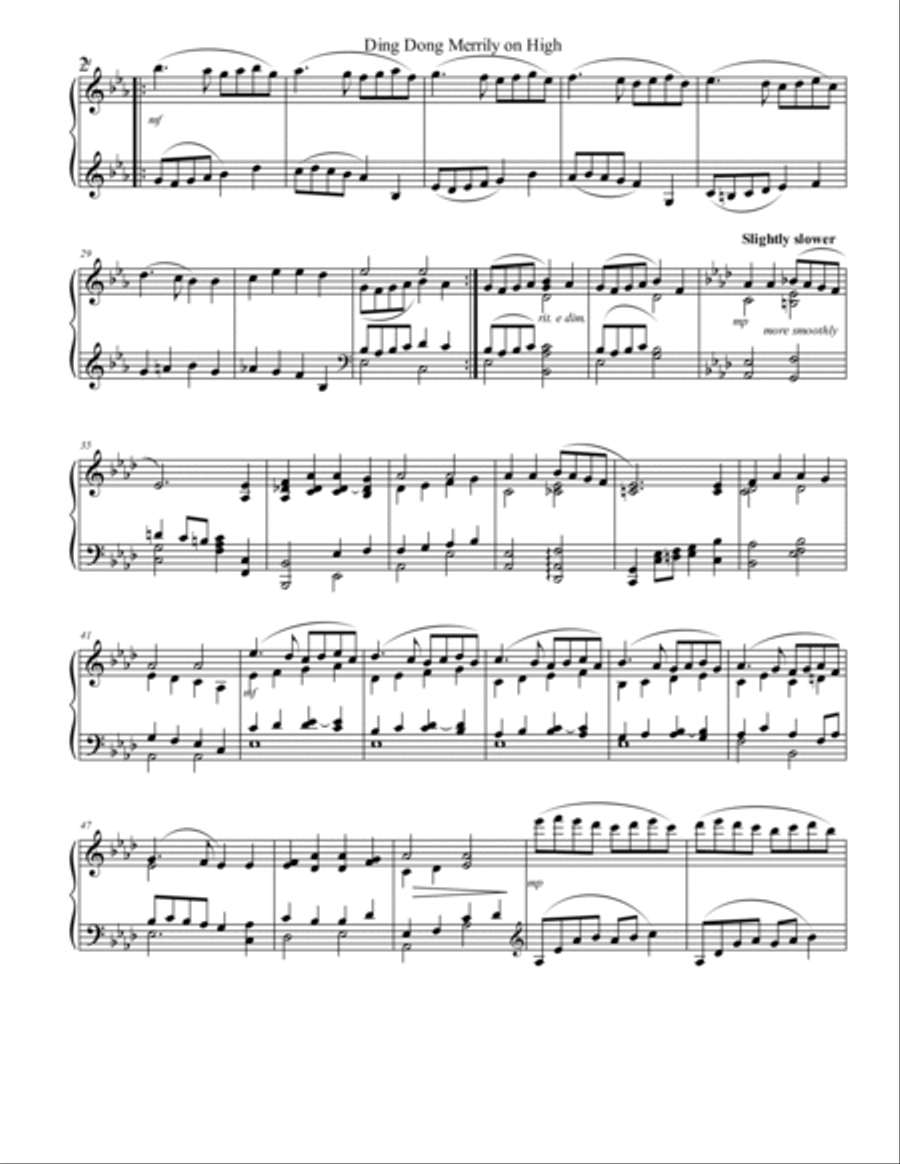 Ding Dong Merrily on High Piano Solo scores gallery preview page 2