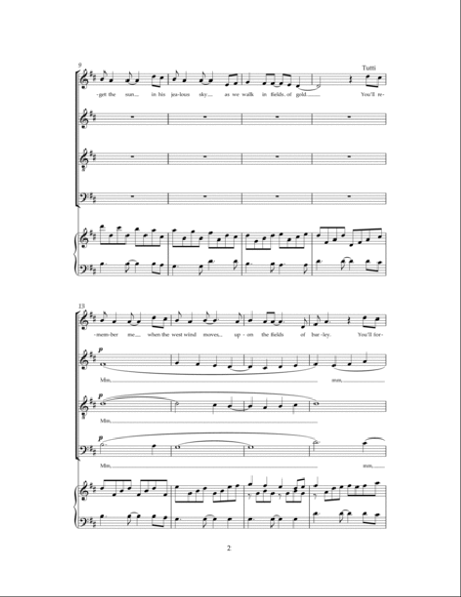 Fields Of Gold 4-Part scores gallery preview page 2