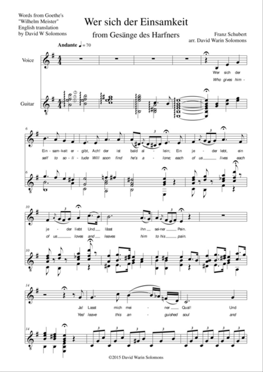 Gesänge des Harfners (Songs of the Harpist) for low voice and guitar Acoustic Guitar scores gallery preview page 1