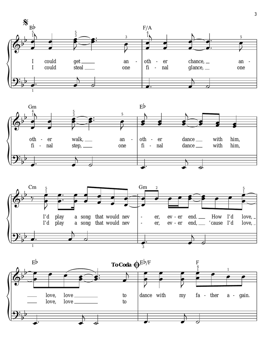 Dance With My Father Easy Piano scores gallery preview page 3