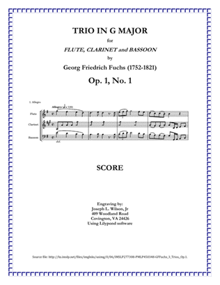 Fuchs Trio in G Major for Flute, Clarinet and Bassoon, Op. 1, No. 1