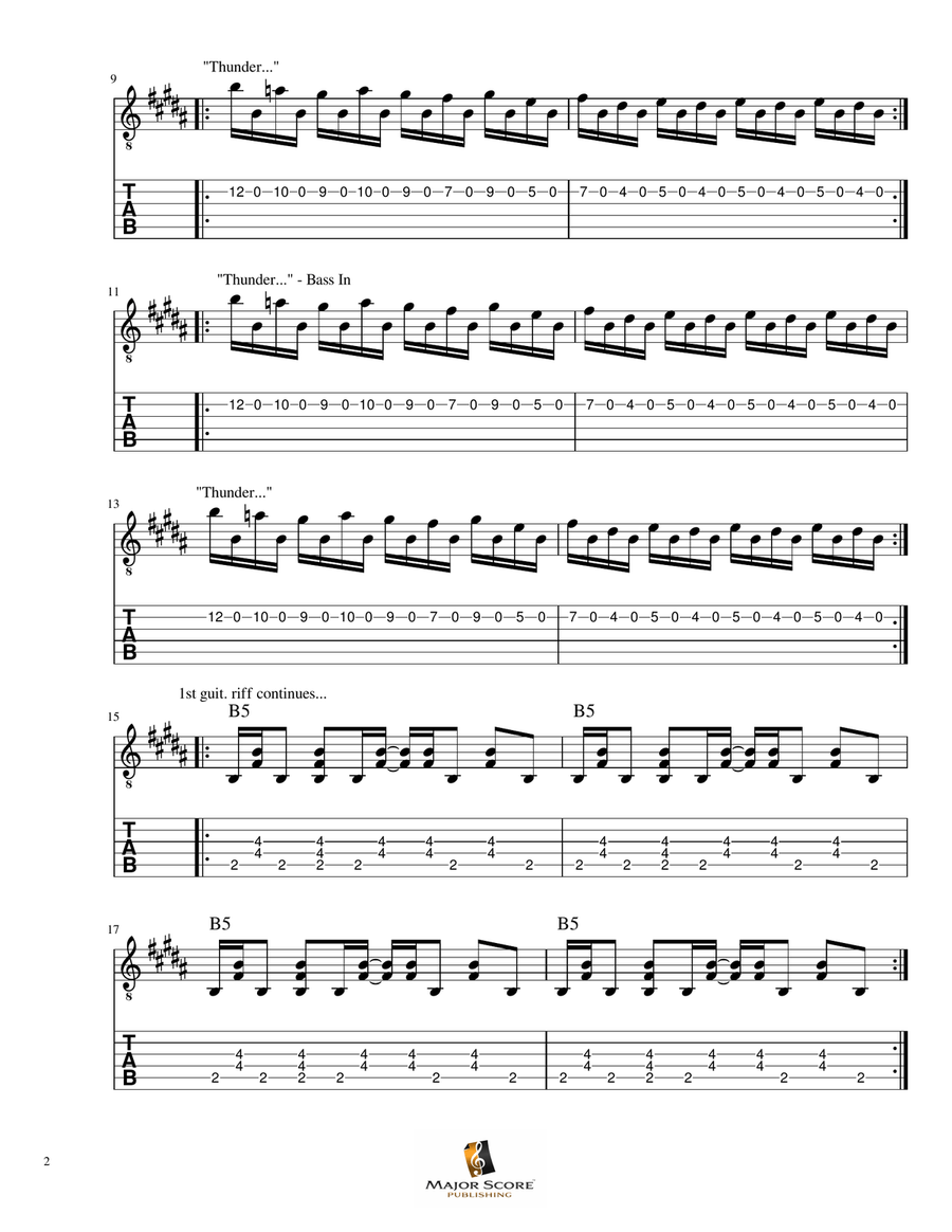 Thunderstruck Guitar Tablature scores gallery preview page 2