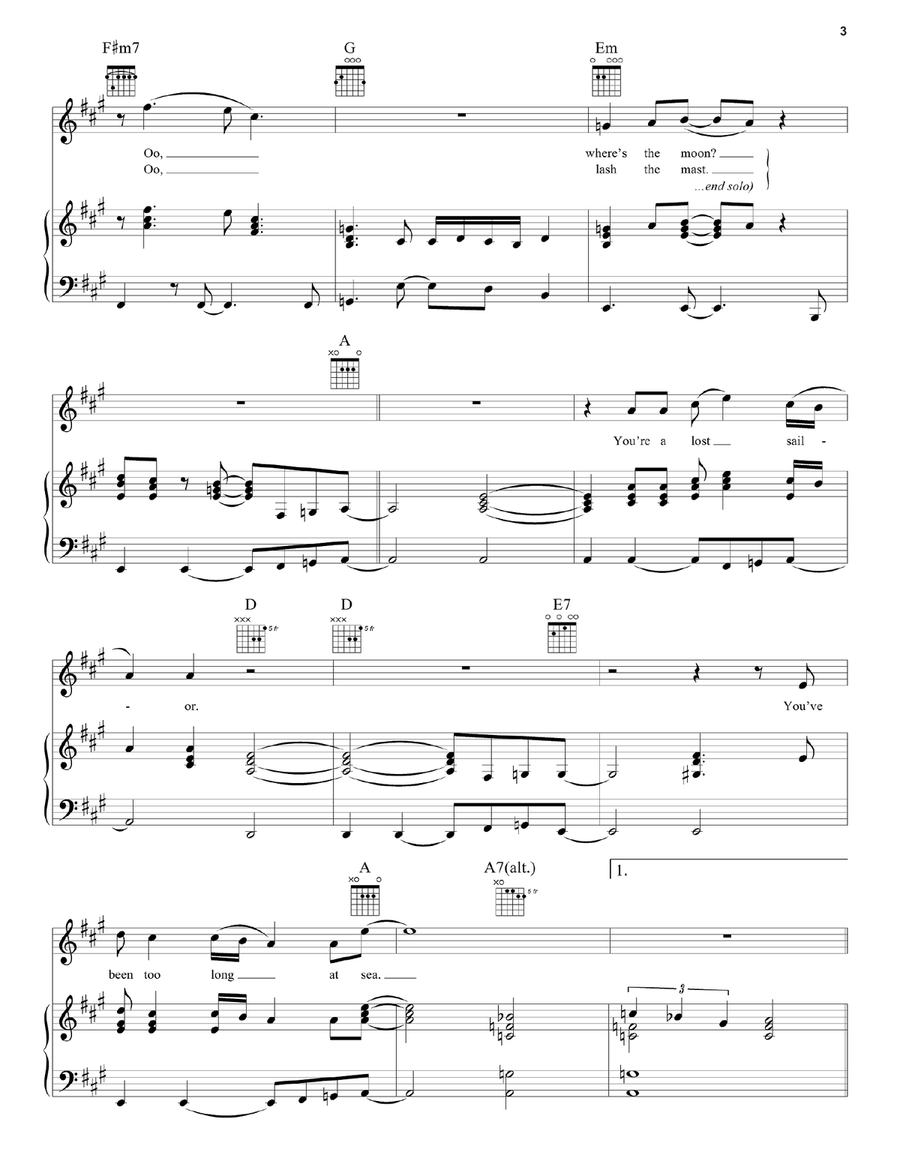 Lost Sailor Piano, Vocal, Guitar scores gallery preview page 3
