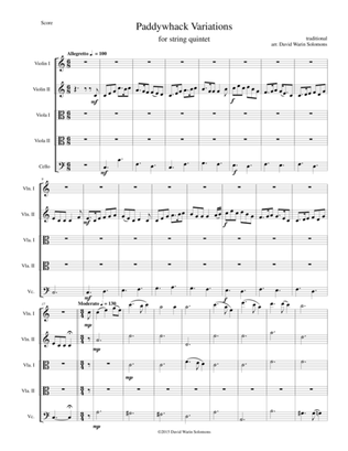 Paddywhack Variations for string quintet