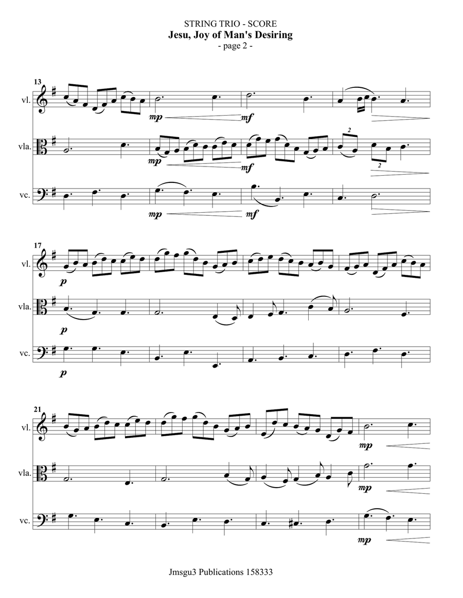 Bach: Jesu, Joy of Man's Desiring for String Trio String Trio scores gallery preview page 2