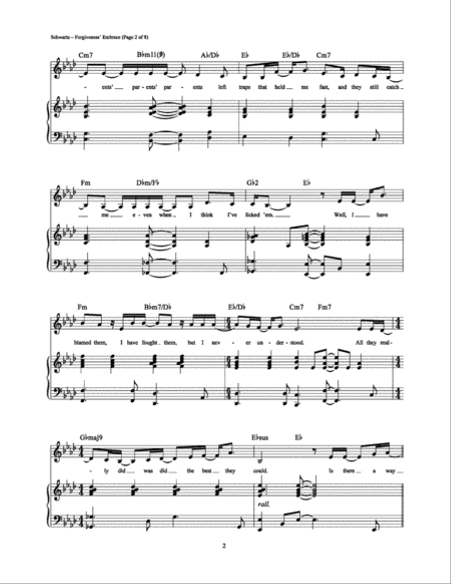 Forgiveness' Embrace Forgiveness' Embrace Piano, Vocal, Guitar scores gallery preview page 2