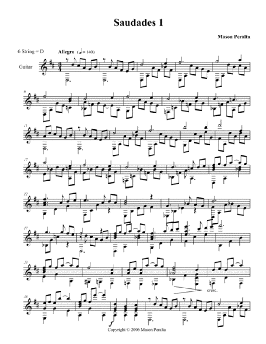 Saudades for Solo Guitar Guitar Solo scores gallery preview page 2