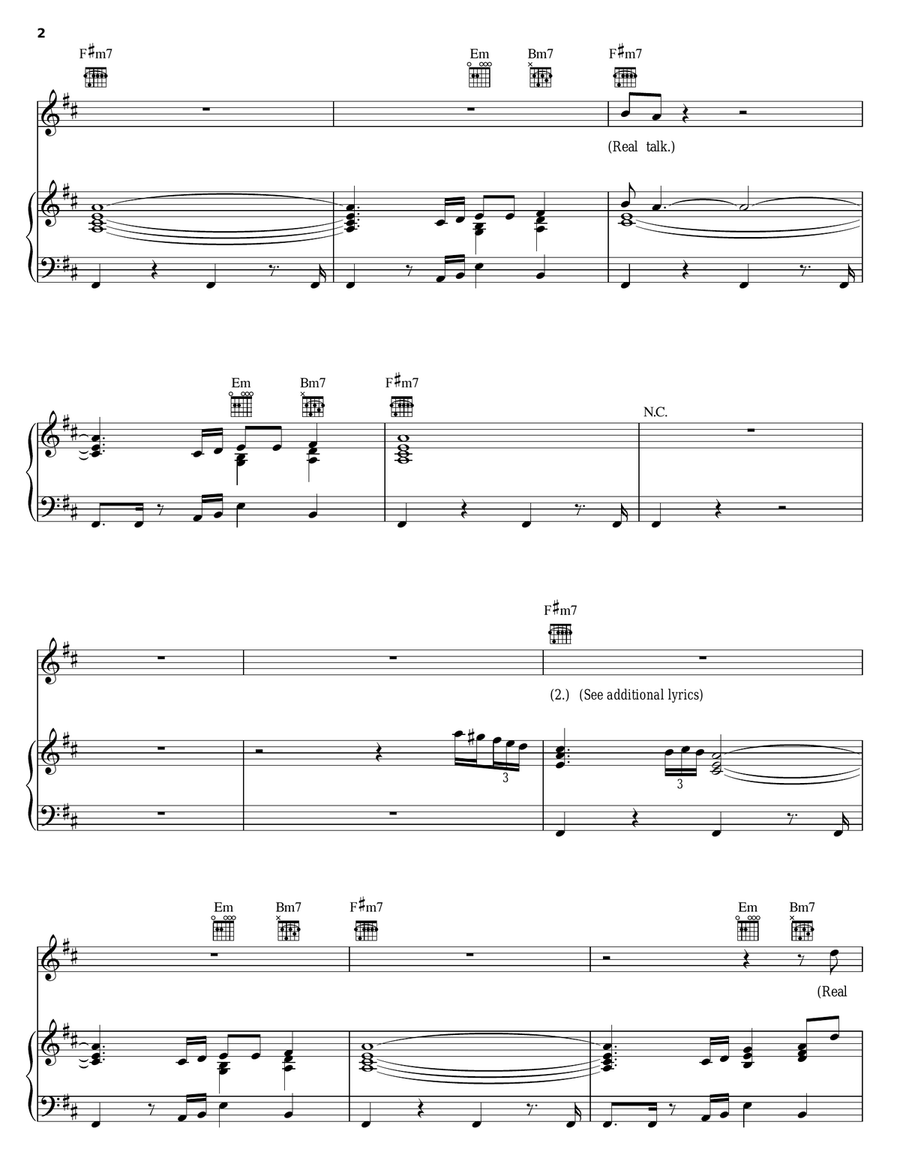 Real Talk Real Talk Piano, Vocal, Guitar scores gallery preview page 2