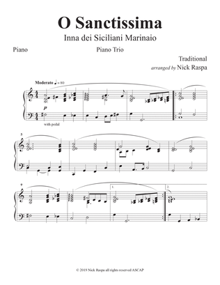 Book cover for O Sanctissima (Piano Trio) Piano part