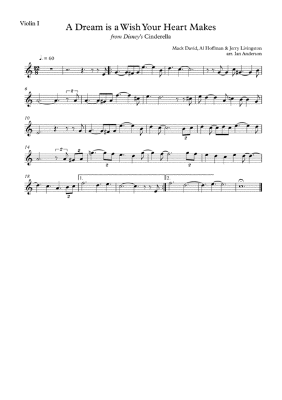 A Dream Is A Wish Your Heart Makes String Quartet scores gallery preview page 3
