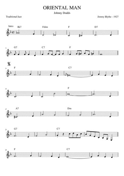 Oriental Man (Lead Sheet) Traditional Jazz image number null