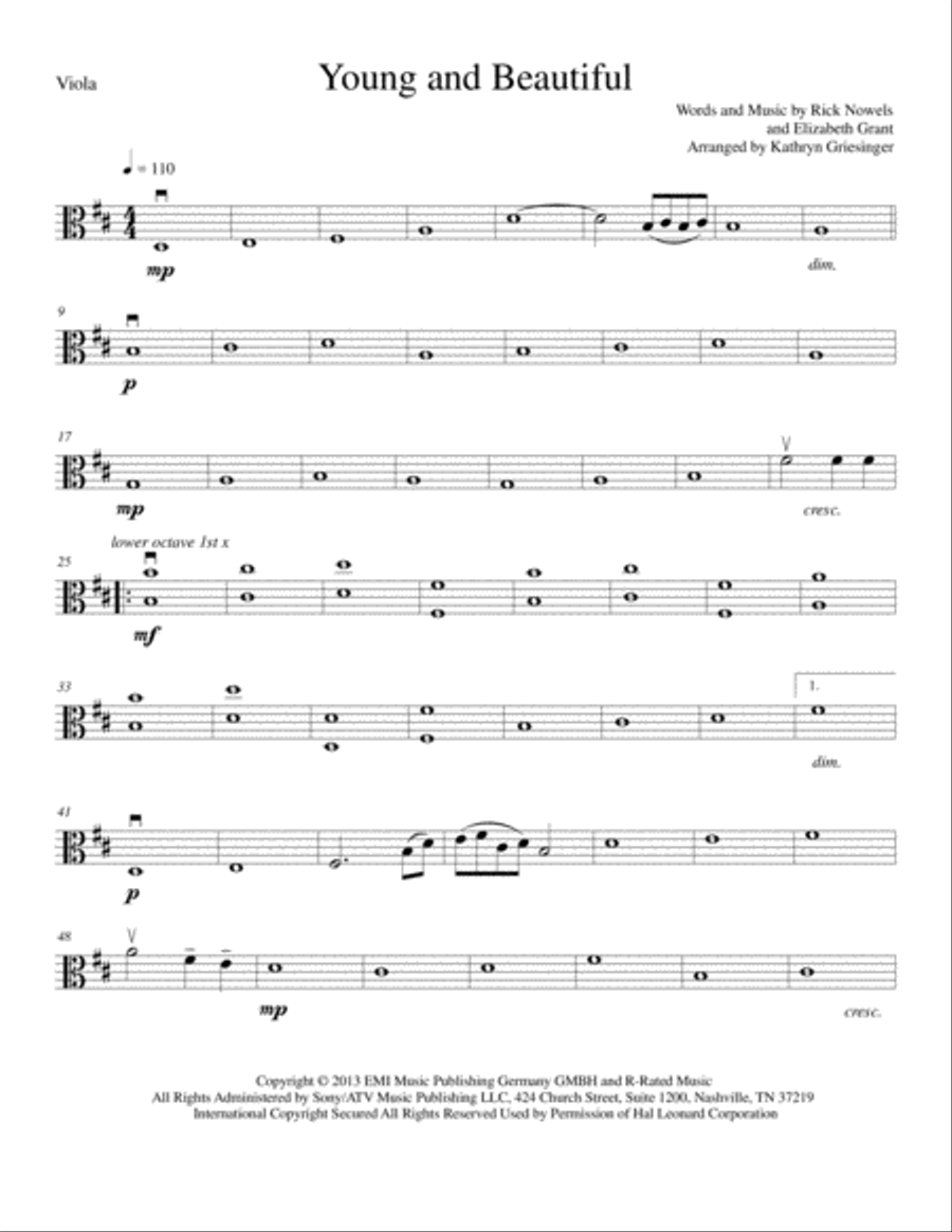 Young And Beautiful Young And Beautiful String Quartet scores gallery preview page 5