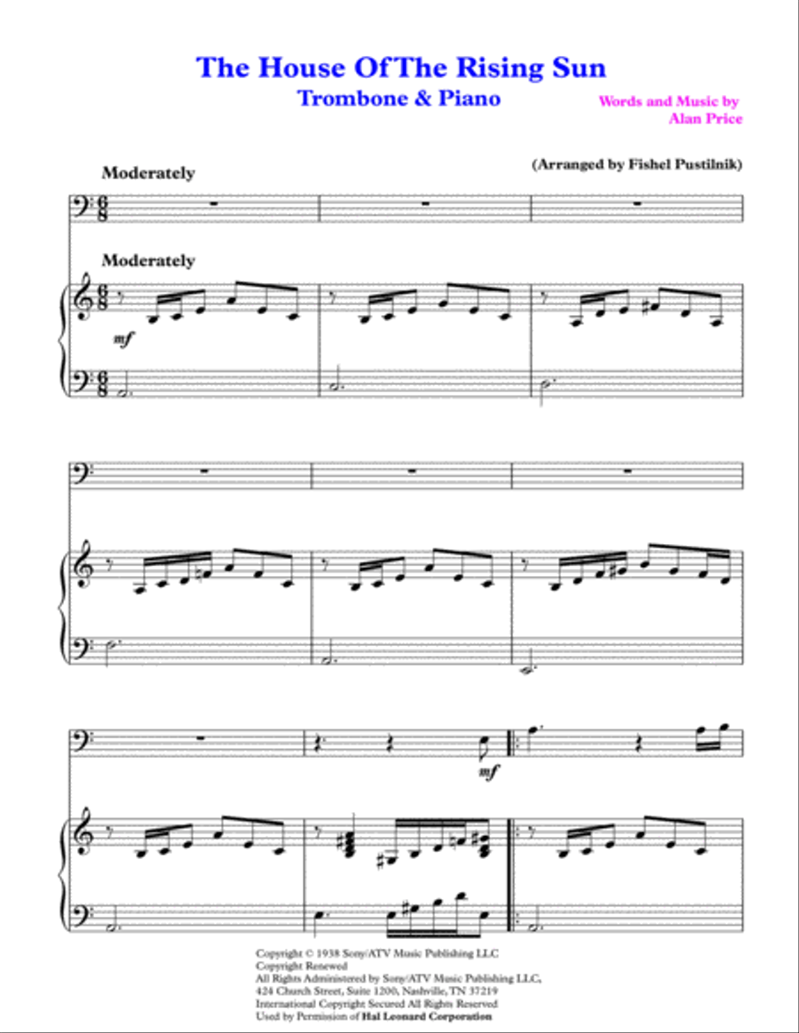 The House Of The Rising Sun Piano scores gallery preview page 2