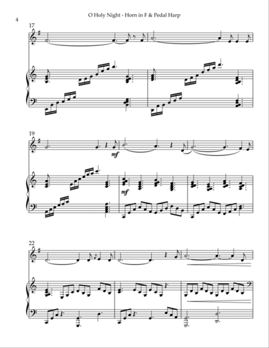 O Holy Night, Duet for Horn in F & Pedal Harp