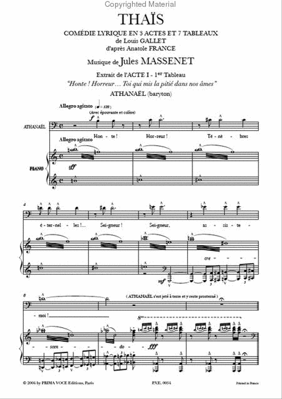 Honte! Horreur... Toi qui mis la pitie dans nos ames from Thais Baritone Voice scores gallery preview page 2