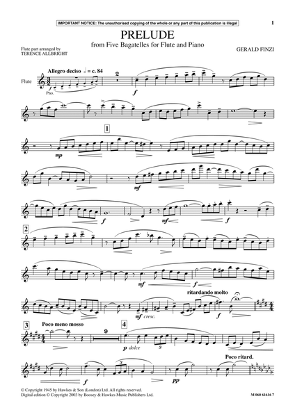 Prelude (from Five Bagatelles For Flute And Piano)
