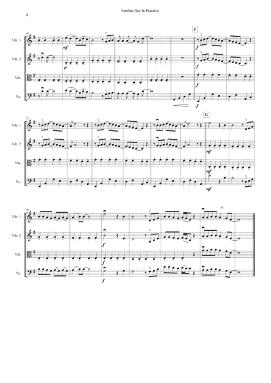Another Day In Paradise String Quartet scores gallery preview page 4