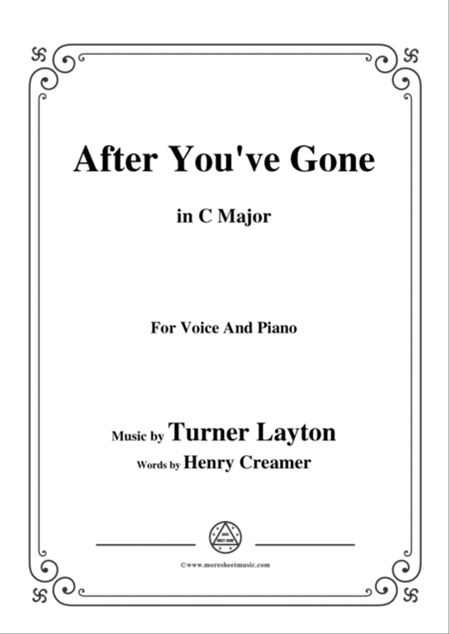 Turner Layton-After You've Gone,in C Major,for Voice and Piano Voice Solo scores gallery preview page 1