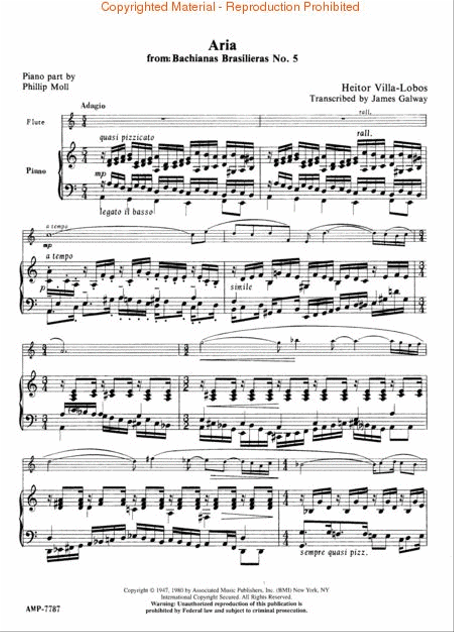 Aria Bachianas Brasileiras No. 5 Flute Solo scores gallery preview page 3
