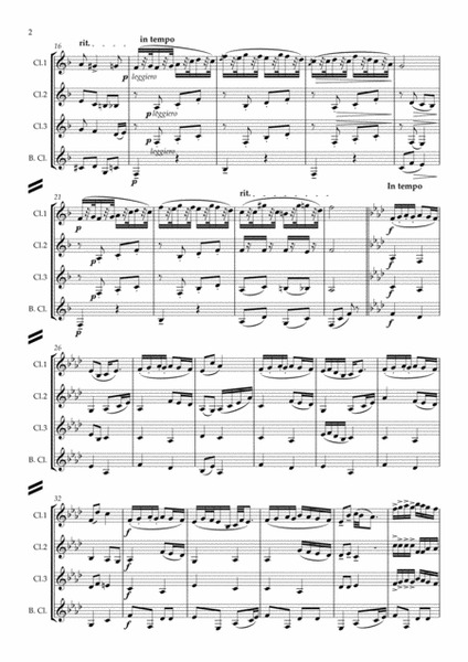 Dvorak: Humoresques Op.101 No.7 - clarinet quartet (3 Bbs and bass) image number null