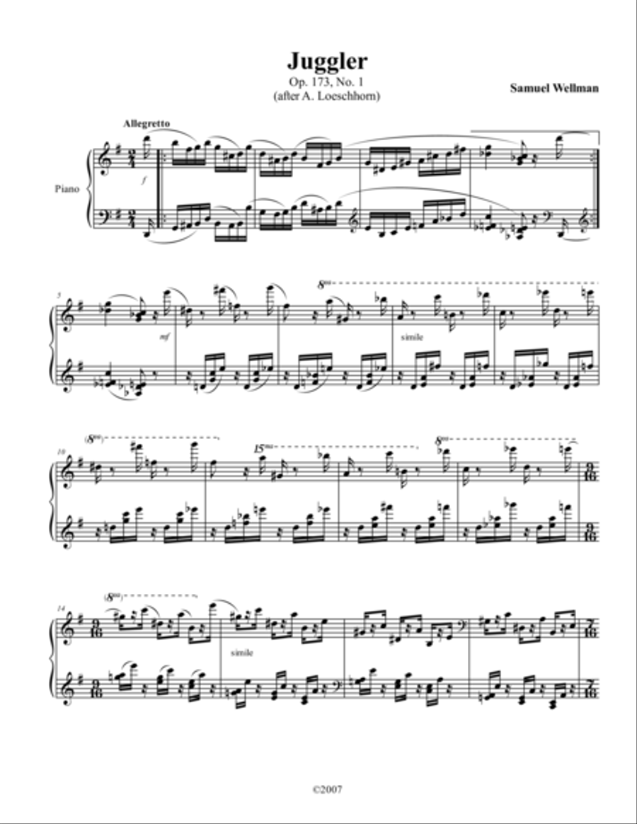 The Juggler Piano Solo scores gallery preview page 1