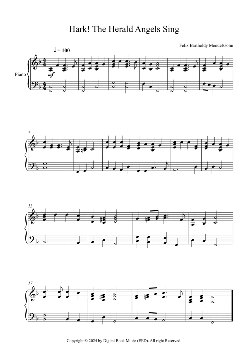 Hark! The Herald Angels Sing, Felix Bartholdy Mendelssohn (Piano) image number null