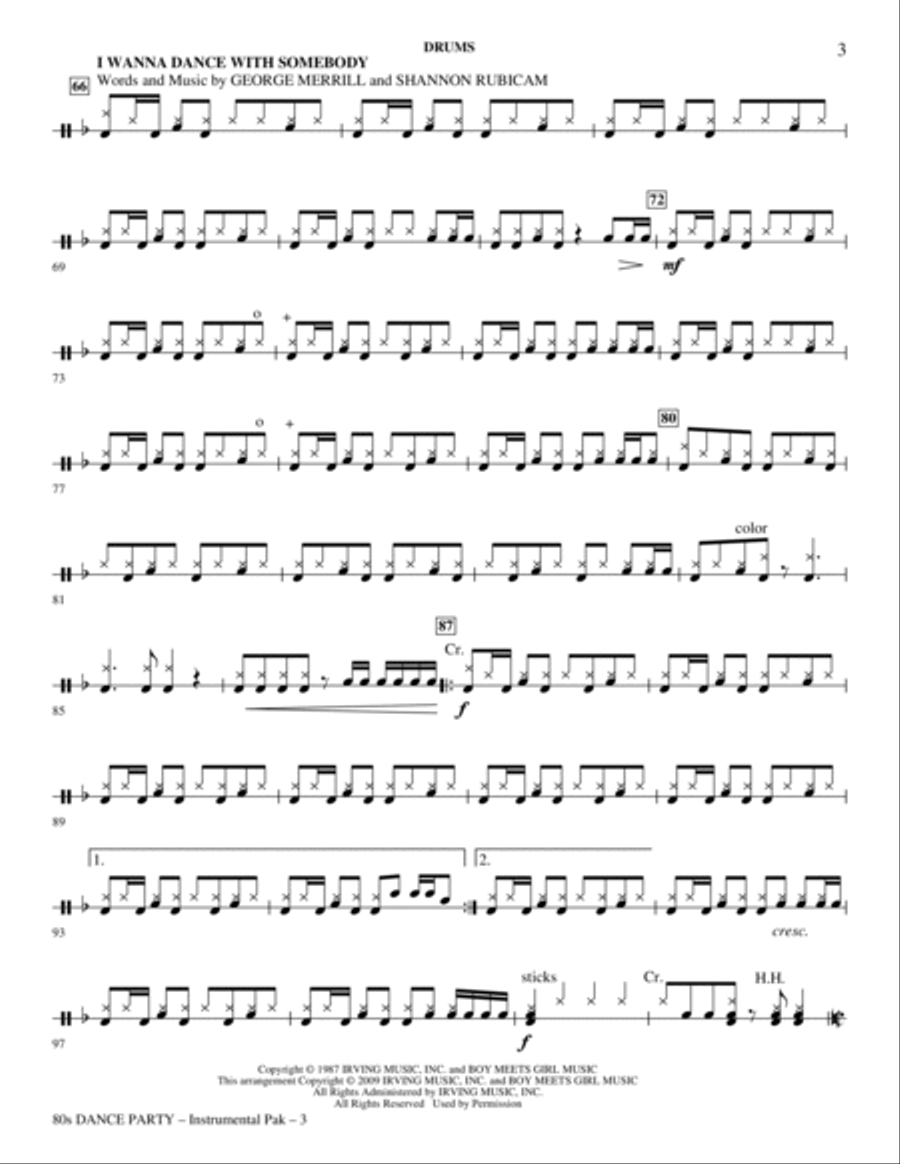 80s Dance Party (Medley) - Drums Choir scores gallery preview page 3
