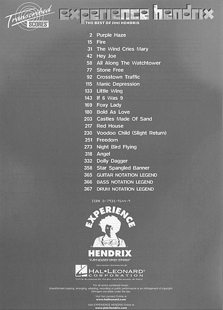 Jimi Hendrix – Experience Hendrix Guitar Tablature scores gallery preview page 4