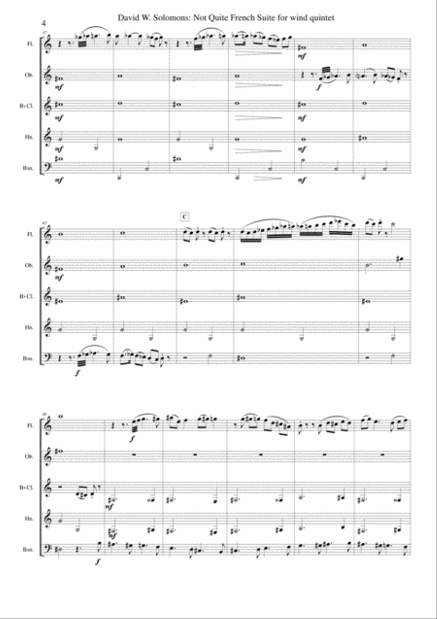 David W. Solomons: Not Quite French Suite for wind quintet Woodwind Quintet scores gallery preview page 4
