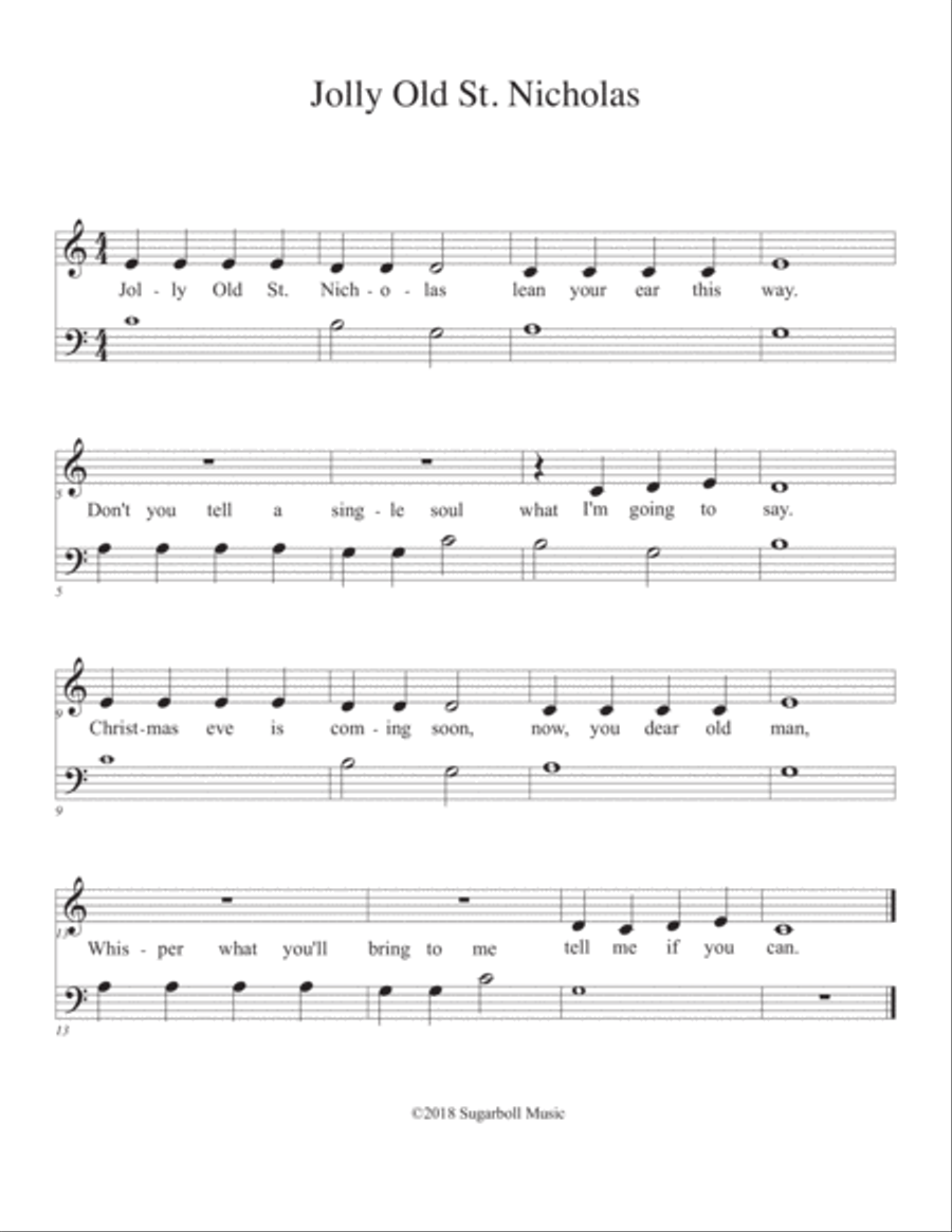 Jolly Old Saint Nicholas Easy Piano scores gallery preview page 1
