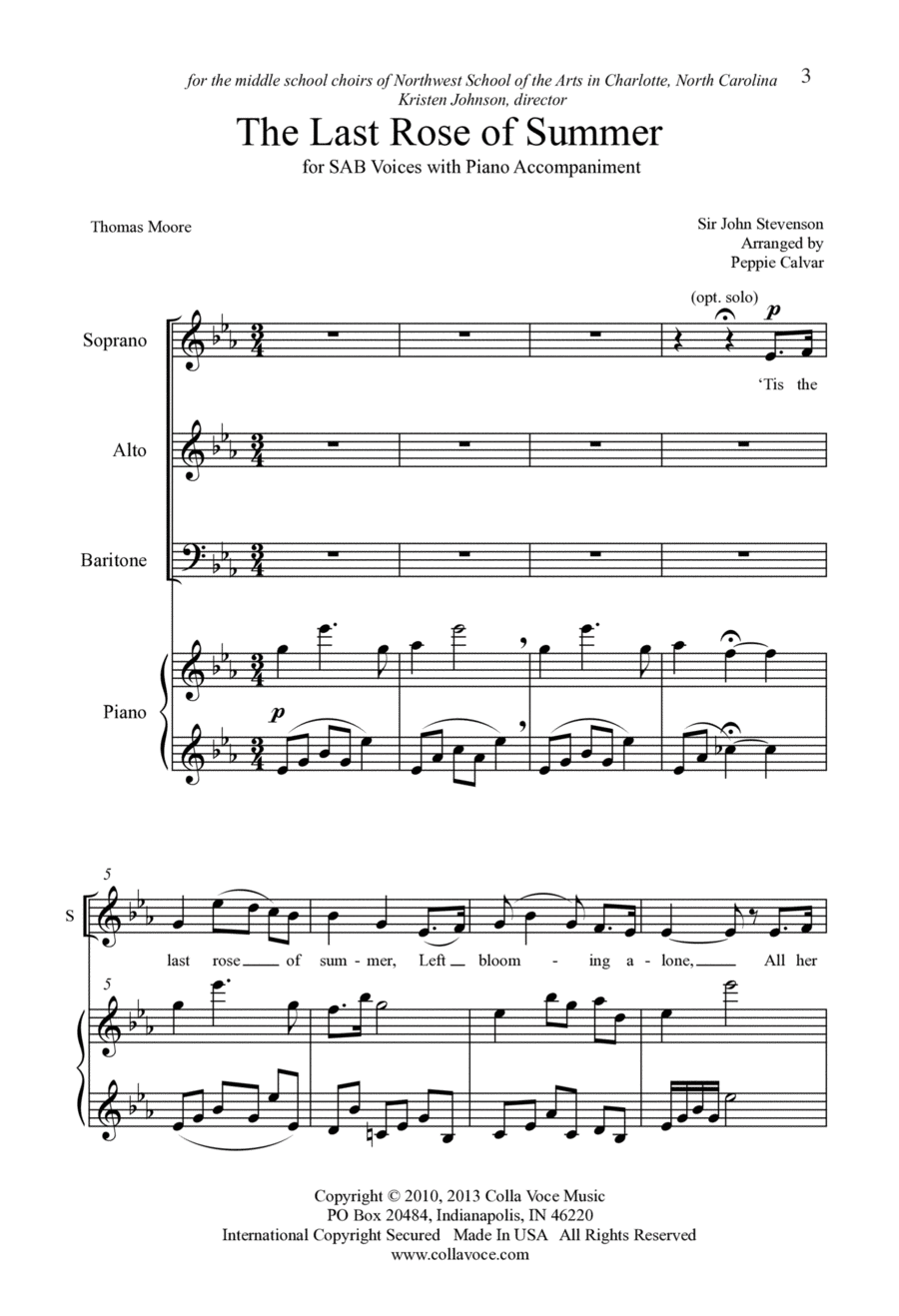 The Last Rose of Summer 3-Part scores gallery preview page 1