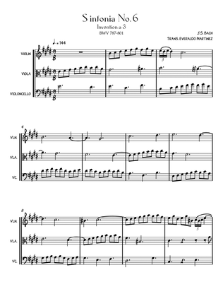 Invention a 3 voices Sinfonia No. 6 BWV 787