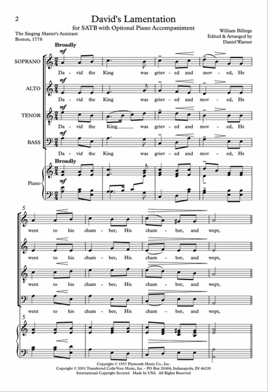 David's Lamentation 4-Part scores gallery preview page 2