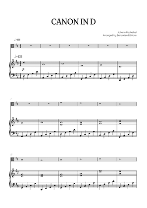 Pachelbel Canon in D • viola sheet music with piano accompaniment