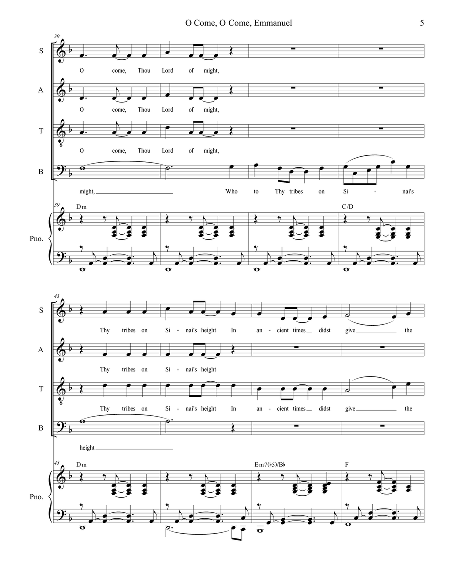 O Come, O Come, Emmanuel (SATB) 4-Part scores gallery preview page 5