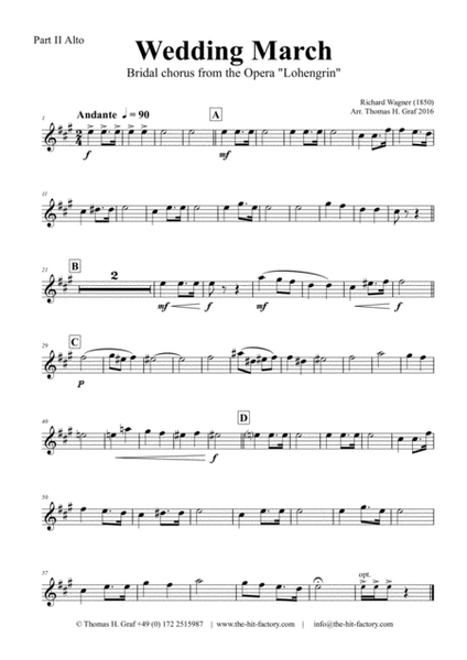 Wedding March - Bridal chorus Lohengrin - Saxophone Quintet