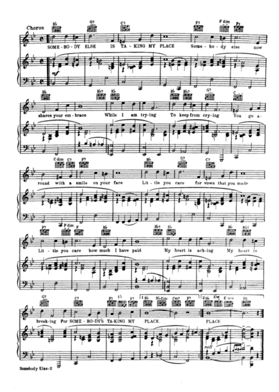 Somebody Else is Taking My Place Voice scores gallery preview page 3