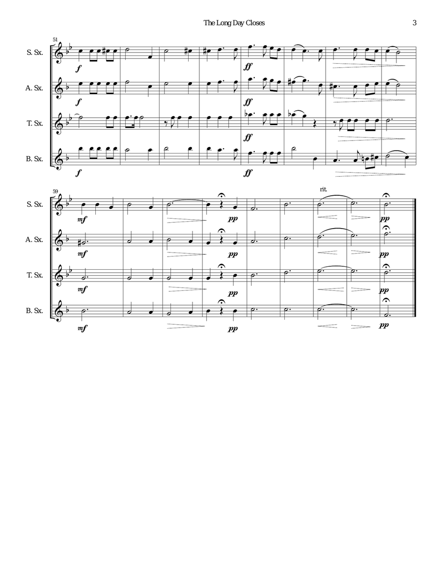 The long day closes for saxophone quartet Saxophone Quartet scores gallery preview page 3