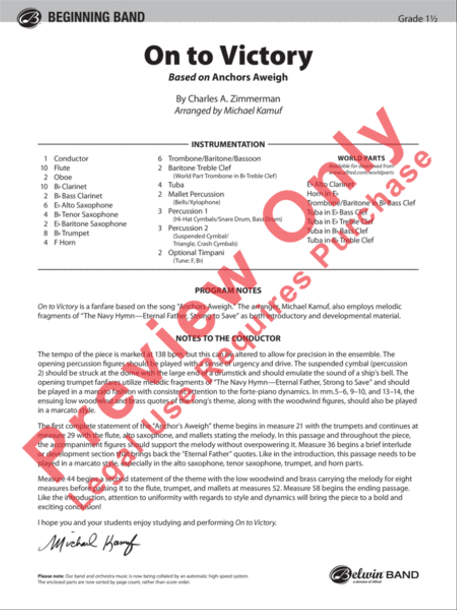 On to Victory Concert Band scores gallery preview page 2