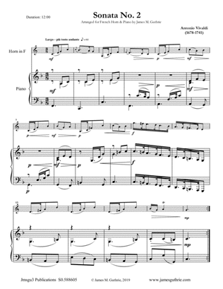 Book cover for Vivaldi: Sonata No. 2 for French Horn & Piano