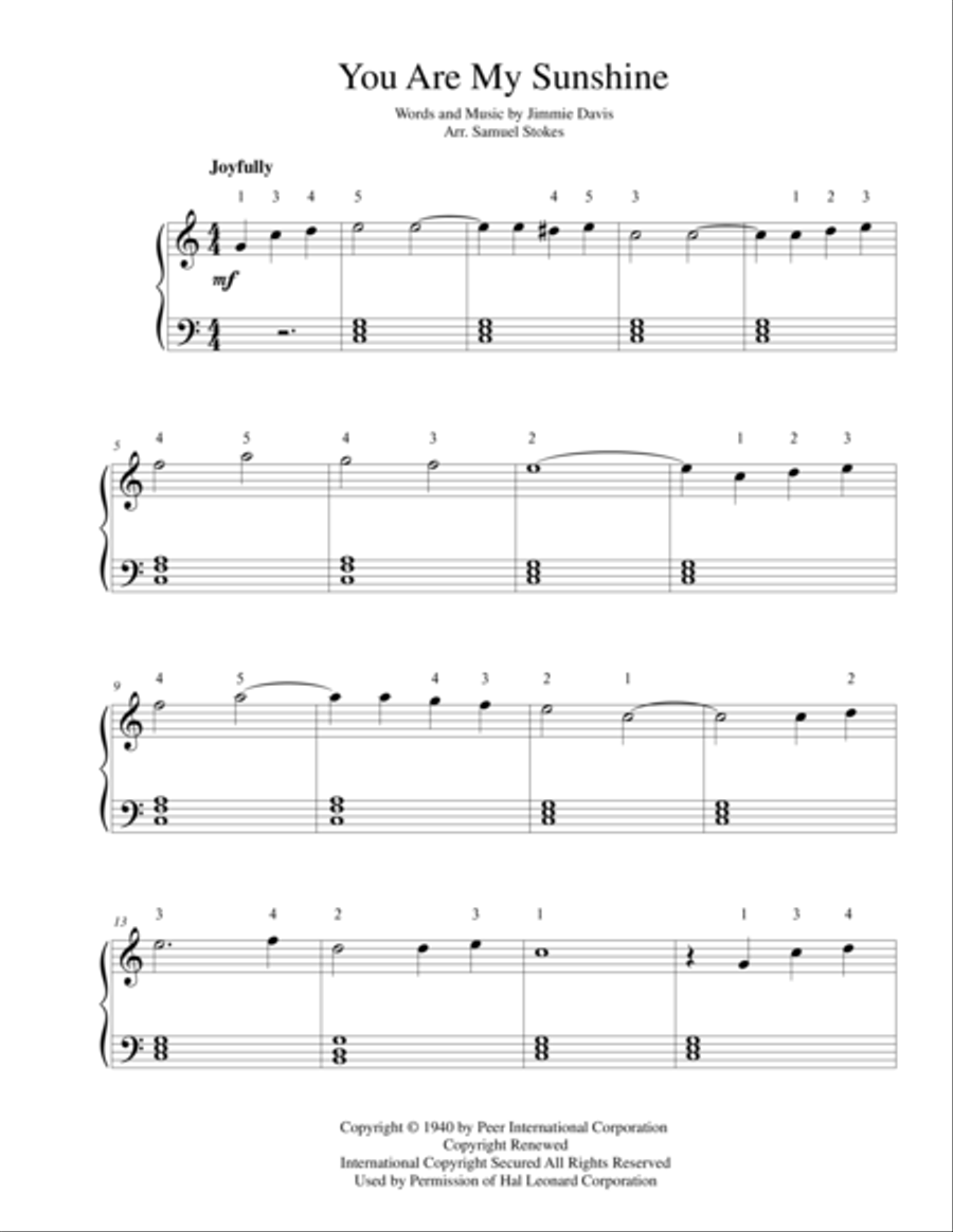 You Are My Sunshine You Are My Sunshine Easy Piano scores gallery preview page 1