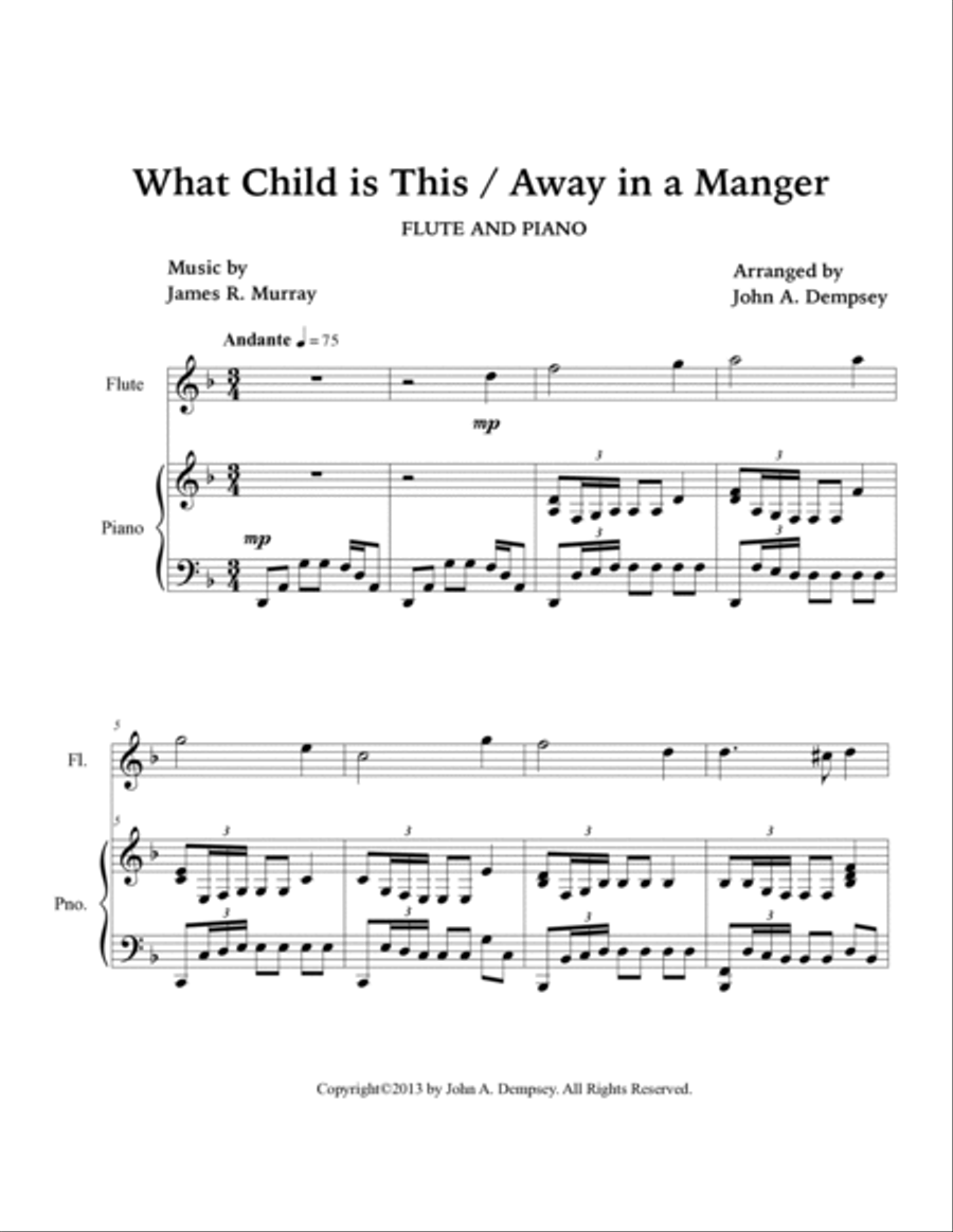 Christmas Medley (What Child is This / Away in a Manger): Flute and Piano Flute Solo scores gallery preview page 5