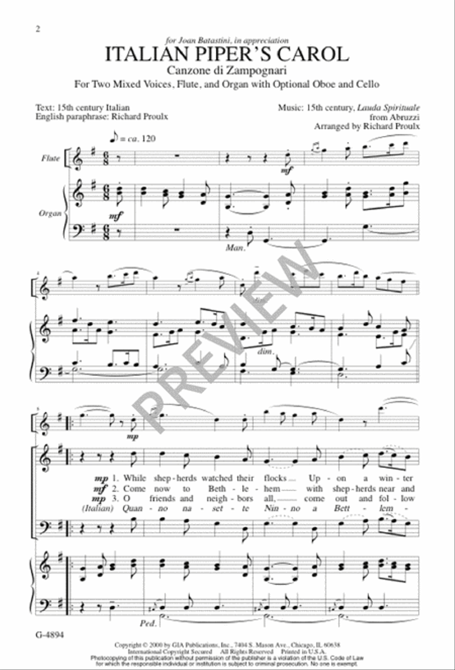 Italian Piper's Carol Italian Piper's Carol 2-Part scores gallery preview page 2