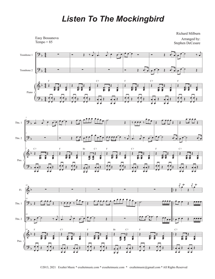 Listen To The Mockingbird (Trombone Duet)