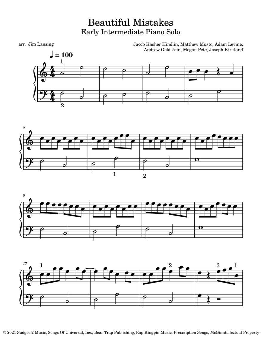 Beautiful Mistakes Piano Method scores gallery preview page 2