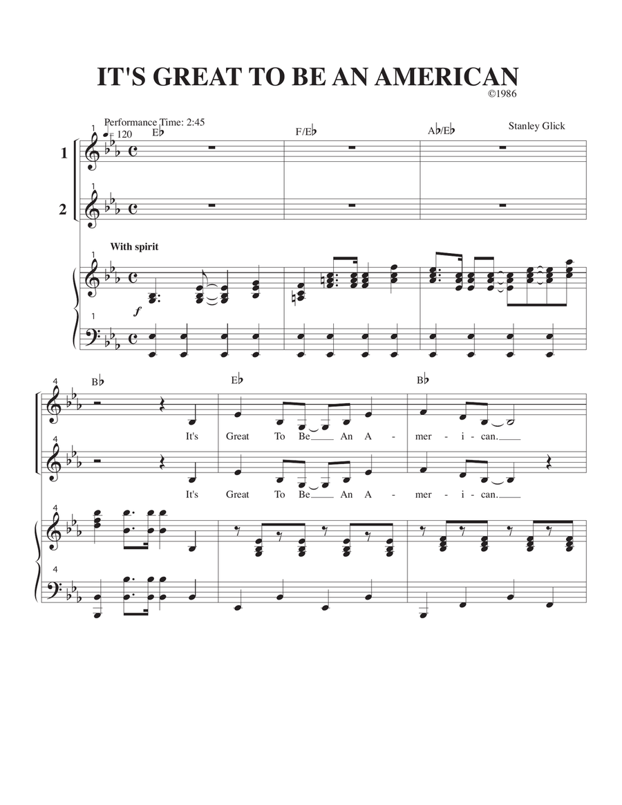 It's Great To Be An American 2-Part scores gallery preview page 1