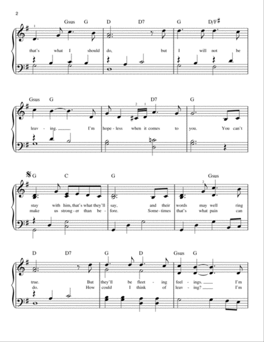 I'm Hopeless When It Comes To You (from Stephen Ward) Easy Piano scores gallery preview page 2